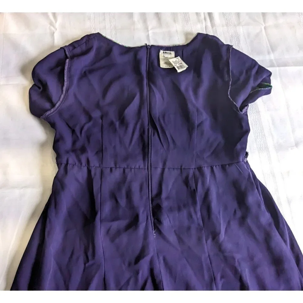 NWT Vintage Y2K MIMI MATERNITY 100% Silk Paisley Purple Green Maxi Dress Size M